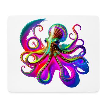 Psychedelic Neon Octopus - Mouse Pad (horizontal) - white - Front