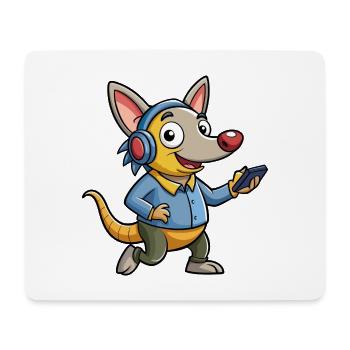 Aardvark Funny Cartoon Character Headphone Music - Mouse Pad (horizontal) - white - Front