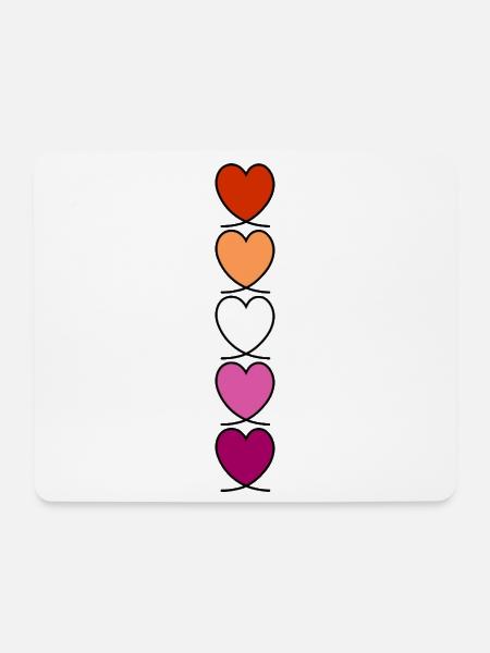 Lesbe Lesben Lesbisch Herzen - Mousepad (Querformat) - Weiß
