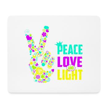 Peace Love Light Handzeichen Friedenssymbol Neon - Mousepad (Querformat) - Weiß - Vorne