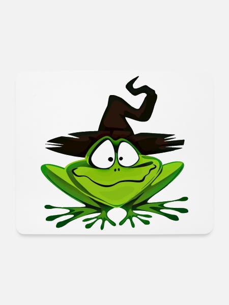 Süßer grüner Frosch mit Hut | Froschkönig Motiv - Mousepad (Querformat) - Weiß