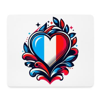 Herz Französische Flagge - Mousepad (Querformat) - Weiß - Vorne