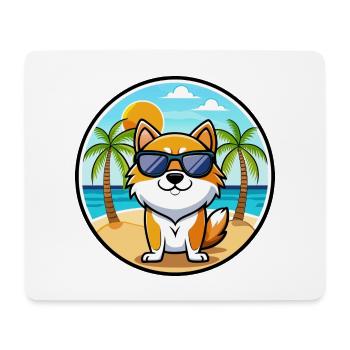 Hokkaido Dog Breed Cartoon Sunglasses Beach - Mouse Pad (horizontal) - white - Front