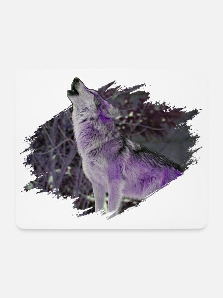 Wolf - Mousepad (Querformat) - Weiß
