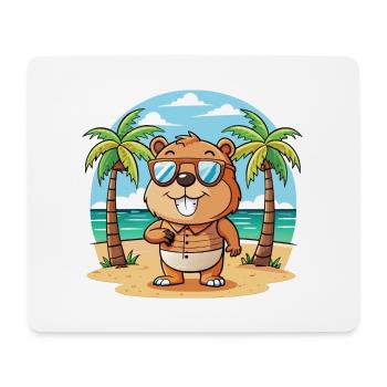 Biber Lustige Cartoon Sommer Strand Sonnenbrille - Mousepad (Querformat) - Weiß - Vorne