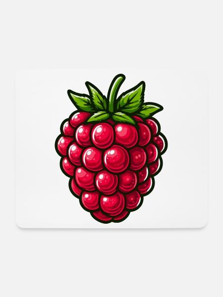 Himbeere, Obst - Mousepad (Querformat) - Weiß