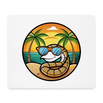 Schlange Lustige Cartoon Sommer Strand Sonnenbrille Cool - Mousepad (Querformat) - Weiß - Vorne