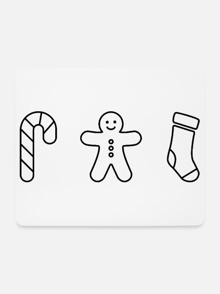 Zuckerstange - Pfefferkuchen - Weihnachtsstrumpf - Mousepad (Querformat) - Weiß