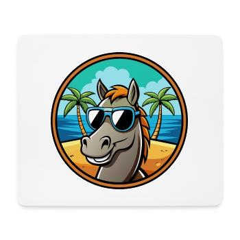 Cheval Drôle Dessin Animé Plage D’été Lunettes De Soleil Cool - Tapis de souris (format paysage) - blanc - Devant