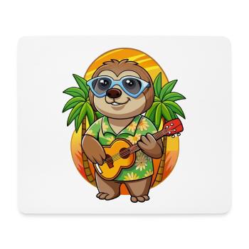 Lustige Faultier Sommer Strand Sonnenbrille Hawaiianisch - Mousepad (Querformat) - Weiß - Vorne