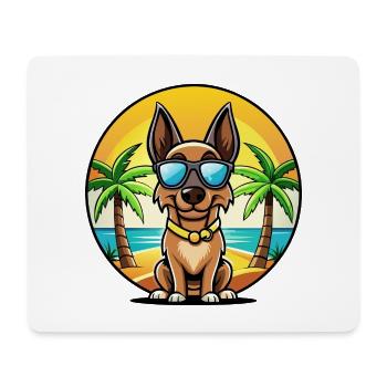 Belgischer Malinois Hund Rasse Cartoon Sonnenbrille Strand - Mousepad (Querformat) - Weiß - Vorne