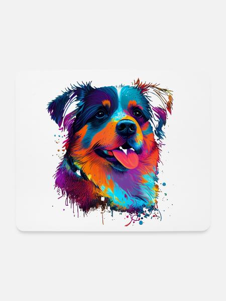 Süsser bunter Hund - Mousepad (Querformat) - Weiß