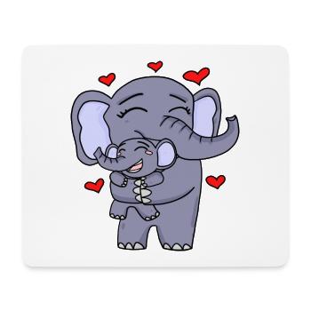 Elefant Familie niedlich - Mousepad (Querformat) - Weiß - Vorne