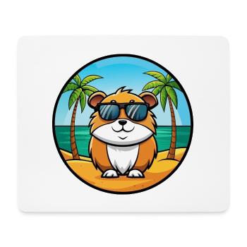 Cochon d’Inde Drôle Dessin Animé Plage Été Lunettes de soleil - Tapis de souris (format paysage) - blanc - Devant