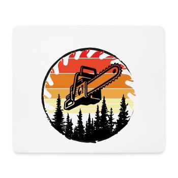 Retro Forest Chainsaw Sunset - Mouse Pad (horizontal) - white - Front