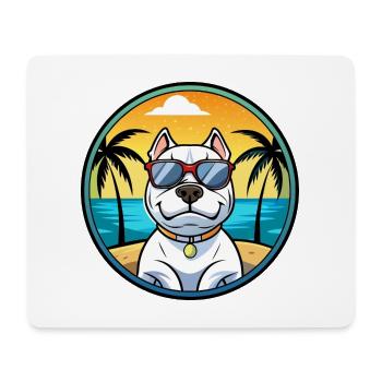 Dogue Argentino Chien Race Dessin Animé Lunettes De Soleil Plage - Tapis de souris (format paysage) - blanc - Devant