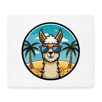 Lama Lustige Cartoon Sommer Strand Sonnenbrille Cool - Mousepad (Querformat) - Weiß - Vorne