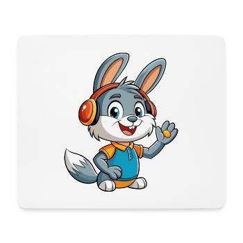 Kaninchen Lustige Cartoon Figur Kopfhörer Musik - Mousepad (Querformat) - Weiß - Vorne