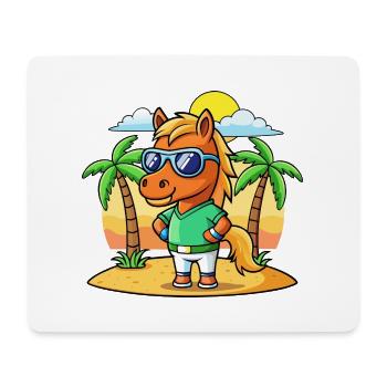 Pferd Lustige Cartoon Sommer Strand Sonnenbrille - Mousepad (Querformat) - Weiß - Vorne