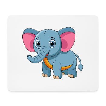 Elephant Cute Mascot Cartoon Character Kawaii - Mouse Pad (horizontal) - white - Front
