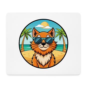 Ingwer Langhaar Katze Rasse Cartoon Sonnenbrille Strand - Mousepad (Querformat) - Weiß - Vorne