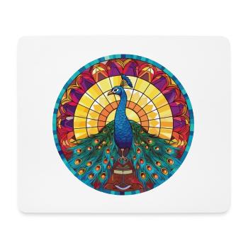 Bunte Aquarell-Tierillustration des Pfaus - Mousepad (Querformat) - Weiß - Vorne
