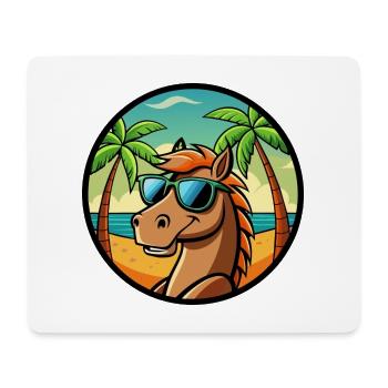 Cheval Drôle Dessin Animé Plage D’été Lunettes De Soleil Cool - Tapis de souris (format paysage) - blanc - Devant