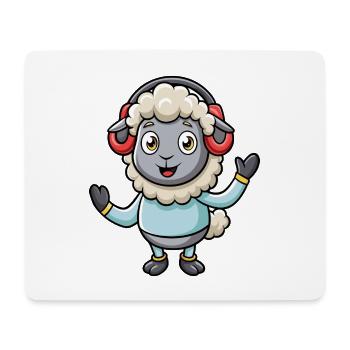 Schaf Lustige Zeichentrickfigur Kopfhörer Musik - Mousepad (Querformat) - Weiß - Vorne