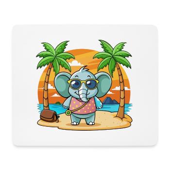 Elefant Lustige Cartoon Sommer Strand Sonnenbrille - Mousepad (Querformat) - Weiß - Vorne