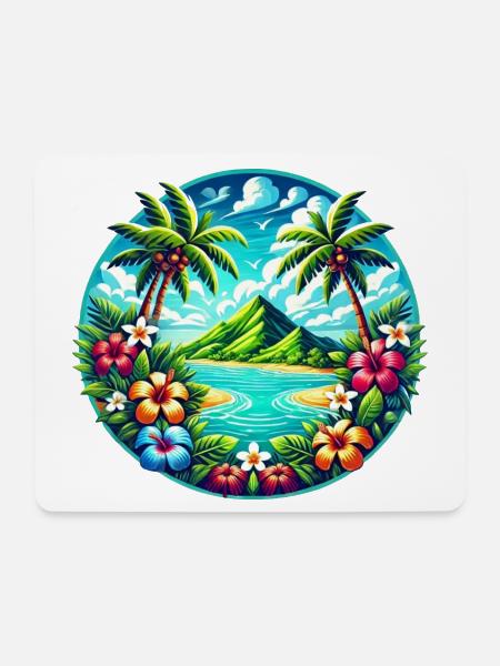 Caribbean Island Logo - Mouse Pad (horizontal) - white