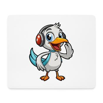 Pelican Funny Cartoon Character Musique de casque - Tapis de souris (format paysage) - blanc - Devant