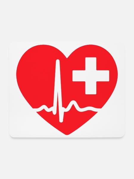Herzschlag-EKG-Linie Medizinischer Pulswellen-Ikon-Vektor - Mousepad (Querformat) - Weiß