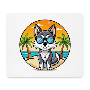 Alaskan Klee Kai Hunderasse Cartoon Sonnenbrille Strand - Mousepad (Querformat) - Weiß - Vorne