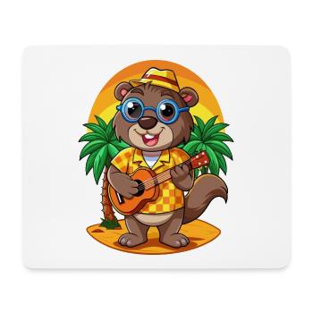 Lustige Biber Cartoon Sommer Strand Sonnenbrille - Mousepad (Querformat) - Weiß - Vorne