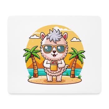 Alpaka Lustige Cartoon Sommer Strand Sonnenbrille - Mousepad (Querformat) - Weiß - Vorne