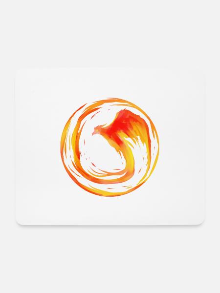 Phönix Feuervogel im Feuerkreis - Mousepad (Querformat) - Weiß