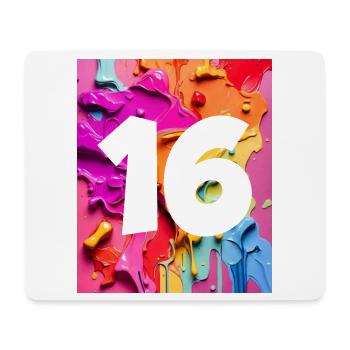 NO. 16 NUMBER 16 COLORFUL 16TH BIRTHDAY - Mouse Pad (horizontal) - white - Front