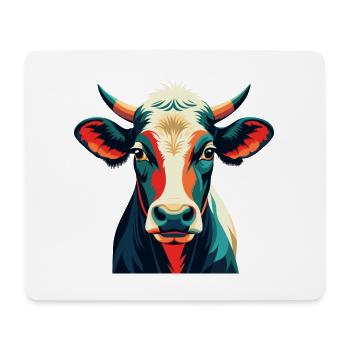 Kuh Cartoon Figur Buntes Haustier Tier - Mousepad (Querformat) - Weiß - Vorne