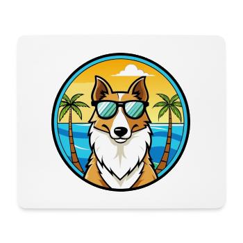 Smooth Collie Hunderasse Cartoon Sonnenbrille Strand - Mousepad (Querformat) - Weiß - Vorne