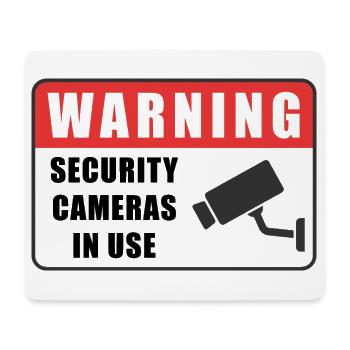 Warnung: CCTV-Kamera-Ausweis, Sicherheitsschild-Symbol - Mousepad (Querformat) - Weiß - Vorne