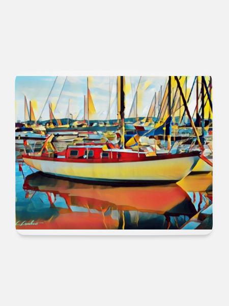 Segelboot am Ponton - Mousepad (Querformat) - Weiß