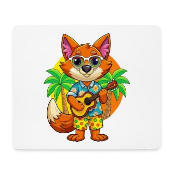 Lustige Fuchs Cartoon Sommer Strand Sonnenbrille Gitarre - Mousepad (Querformat) - Weiß - Vorne