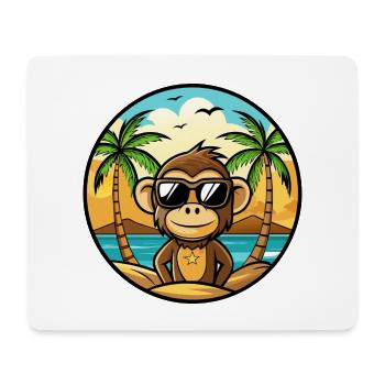Singe Drôle Dessin Animé Plage D’été Lunettes De Soleil Cool - Tapis de souris (format paysage) - blanc - Devant