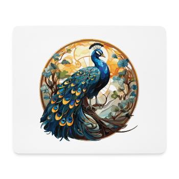 Pfauenbunte Aquarell-Tierillustration - Mousepad (Querformat) - Weiß - Vorne