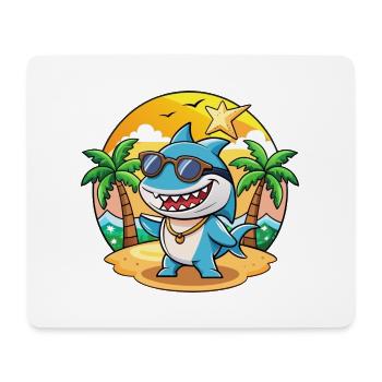 Shark Funny Cartoon Summer Beach Sunglasses - Mouse Pad (horizontal) - white - Front