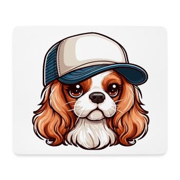 Chien Cavalier King Charles chien - casquette - Tapis de souris (format paysage) - blanc - Devant