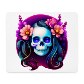 Dame du Crâne Mystique aux Fleurs – Néon Gothique - Tapis de souris (format paysage) - blanc - Devant