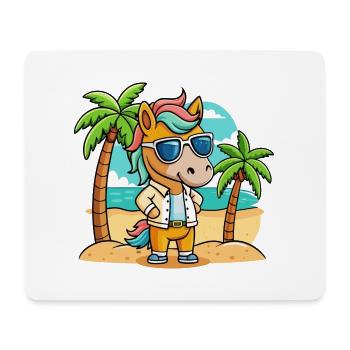 Pferd Lustige Cartoon Sommer Strand Sonnenbrille - Mousepad (Querformat) - Weiß - Vorne