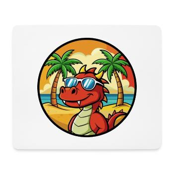 Dragon Funny Cartoon Lunettes de soleil de plage d’été cool - Tapis de souris (format paysage) - blanc - Devant