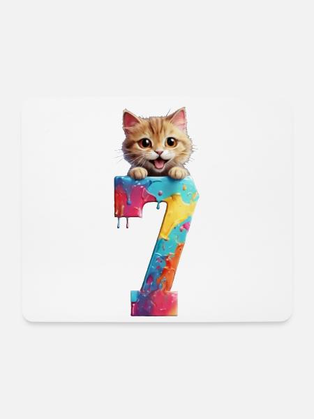 7 JAHRE KATZE 7. GEBURTSTAG - Mousepad (Querformat) - Weiß